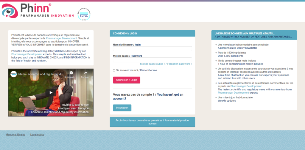 Capture d'écran de la page d'accueil de la plateforme Phinn